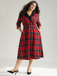 Plaid Print Collared Dress by Bloomchic Limited