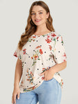 Floral & Polka Dot Round Neck T shirt