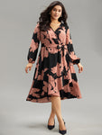 Floral Print Belted Wrap Dress by Bloomchic Limited