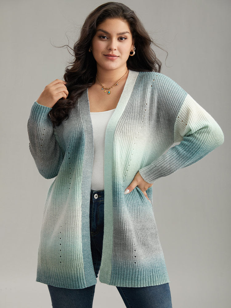 

Plus Size Cardigans | Ombre Split Side Open Front Cardigan | BloomChic, Multicolor