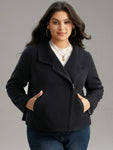 Solid Lapel Collar Zipper Jacket