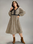 Animal Leopard Print Pocketed Lace Dress