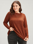Solid Contrast Lace Mock Neck Rib Knit Long Tee