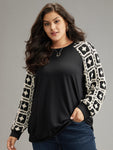 Moroccan Print Lace Patchwork Sweatshirt