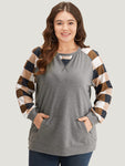 Colorblock Contrast Pocket Stitch Sweatshirt