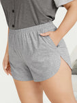 Solid Pocket Elastic Waist Sleep Shorts