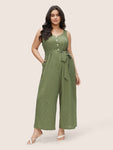 Belted Striped Print Elasticized Waistline Jumpsuit