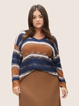 Striped Colorblock Contrast Heather Patchwork Pullover