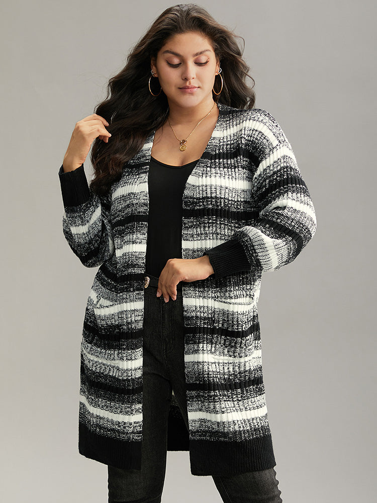 

Plus Size Cardigans | Ombre Heather Patched Pocket Cardigan | BloomChic, Black