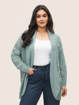 Solid Cable Knit Cut Out Open Front Cardigan