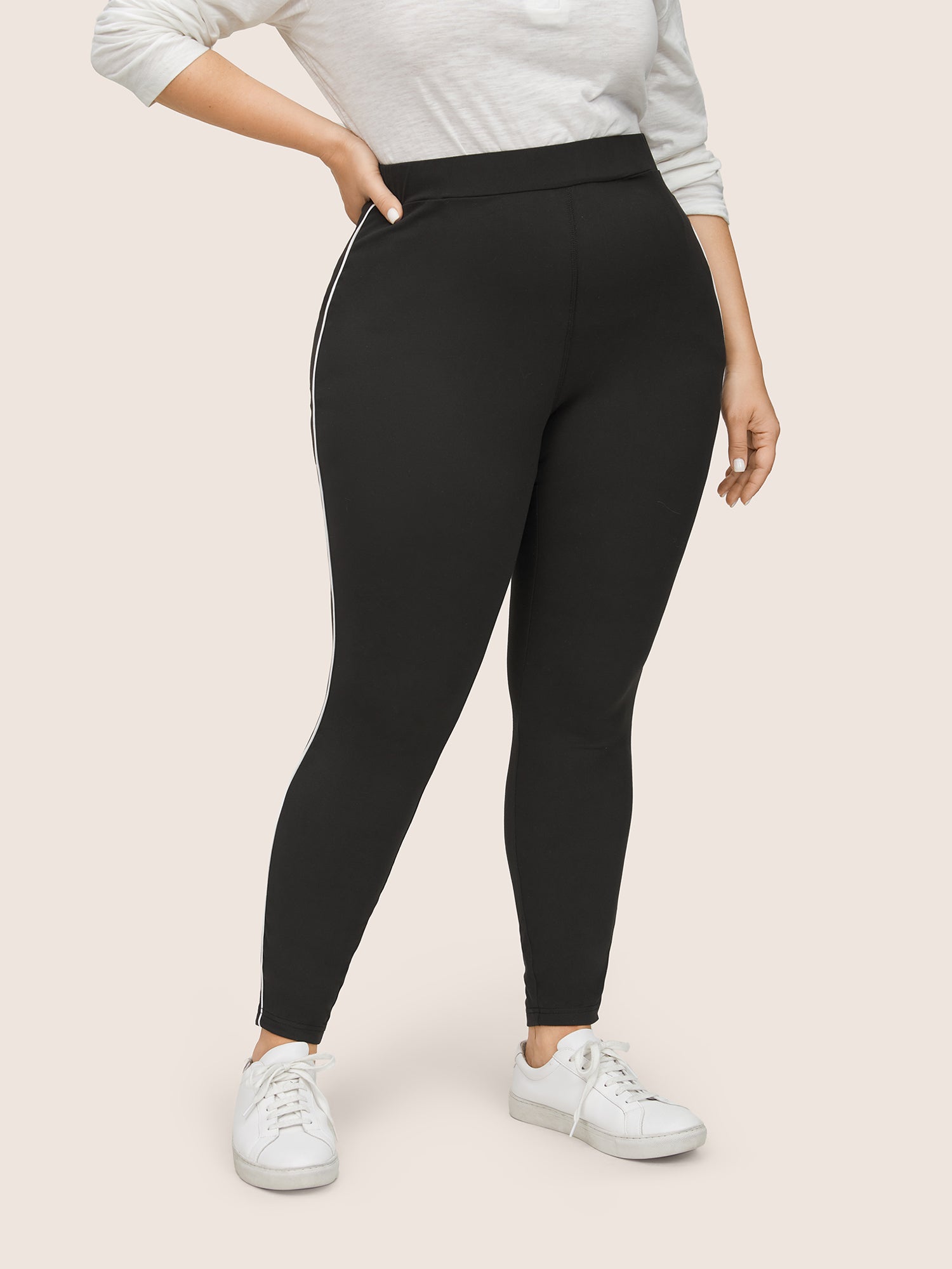 

Plus Size Women Everyday Plain Non High stretch Skinny High Rise Casual Leggings BloomChic, Black