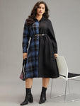 Pocketed Plaid Print Dress by Bloomchic Limited