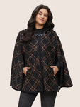 Plaid Buckle Detail Hooded Cape Kimono