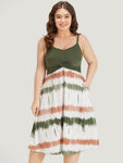 Spaghetti Strap Tie Dye Print Pocketed Dress