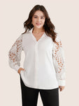 Static free Lace Panel Button Through Blouse