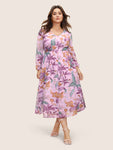 Chiffon Floral Print Beaded Dress