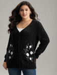 Floral Embroidered Fuzzy Open Front Cardigan