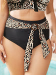 Leopard Knotted Buckle Detail Swim Bottom