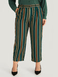 Striped Pocket Elastic Waist Woven Pants