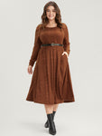 Pocketed Round Neck Knit Dress by Bloomchic Limited