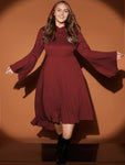 Pocketed Bell Flutter Sleeves Dress