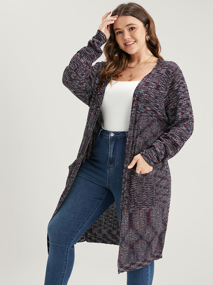 

Ombre Soft Spacedye Knit Pocket Open Front Mid Long Cardigan BloomChic, Red-violet