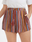 Bandana Printed Pocket Knot Waist Shorts