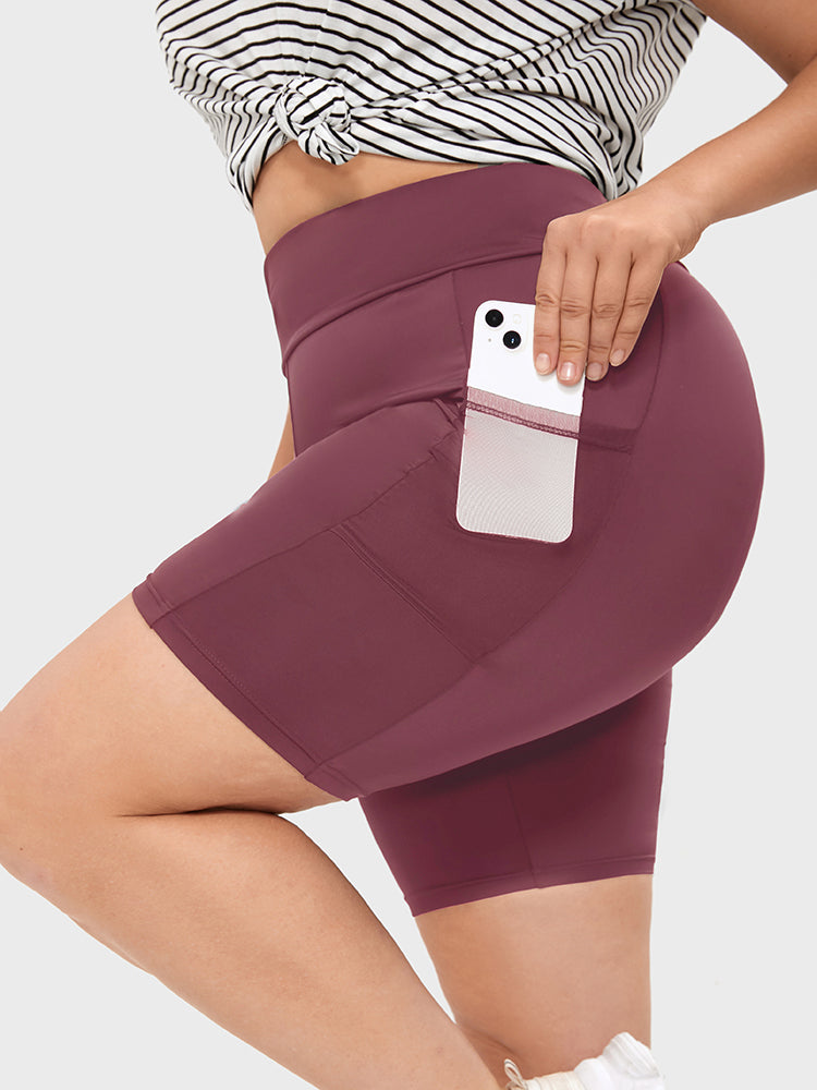

Plus Size Women Dailywear Plain Pocket Very Stretchy Skinny High Rise Pocket Casual Leggings BloomChic, Dusty pink