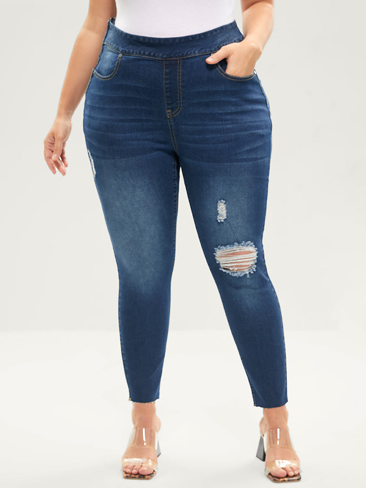 

Plus Size Women Dailywear Tummy control Very Stretchy Skinny Medium Wash Casual Jeans BloomChic, Dark blue