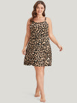 Backless Spaghetti Strap Animal Leopard Print Dress
