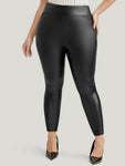 Pu Leather Wideband Waist Leggings