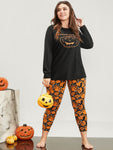 Halloween Pumpkin Print Party Pajama Set