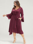 Wrap Pocketed Bell Sleeves Dress