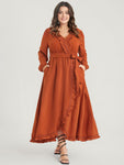 Frill Trim Wrap Belted Pocketed Dress