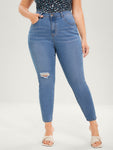 Skinny Very Stretchy High Rise Medium Wash Distressed Ankle Jeans