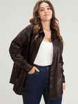 Pu Leather Pocket Button Up Coat