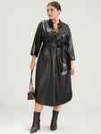 Leather Belted Pocketed Dress by Bloomchic Limited