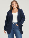 Solid Pointelle Knit Pocket Open Front Heather Cardigan