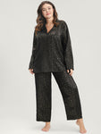 Moon And Star Suit Collar Button Up Pajama Set