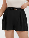Solid Chain Detail Side Pocket Shorts