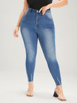 Skinny Very Stretchy Mid Rise Medium Wash Pocket Jeans