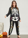 Halloween Color Skeleton Print Pajama Set