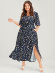 Wrap Pocketed Floral Print Dress by Bloomchic Limited