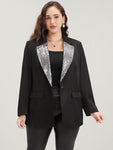Contrast Sequin Suit Collar Flap Pocket Blazer