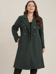 Solid Pocket Double Breasted Heather Overlap Collar Coat