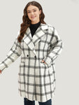 Plaid Lapel Collar Button Up Coat