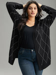 Sparkly Plaid Open Front Cardigan