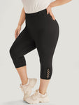 Plain Crisscross Side Patchwork High Rise Leggings