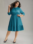 Pocketed Gathered Dress With Ruffles