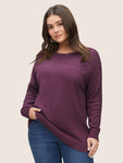 Cotton Blended Hollow Out Raglan Sleeve Pullover